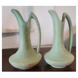 Pair of Vintage green pottery vases