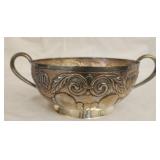 Solid Sterling silver heavy bowl with handles 416g
