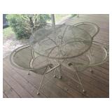 White metal outdoor table and chairs set