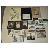 Lot of Antique Photos Yearbooks Post Cards Etc
