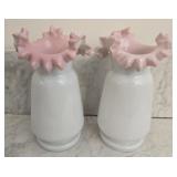 Pair of Fenton STYLE ruffled edge vases
