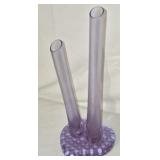 Lilac Purple Blown Glass Double Stem Vase