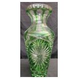 Stunning Large Vintage green crystal vase