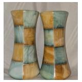 Pair of Italian Marble Like Candle Stick Holders