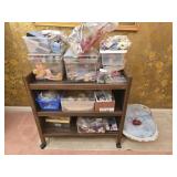 Large estate lot of sewing supplies and cart