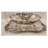 Silver plated tray and 2 bowls