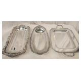 3 silver plated serving trays