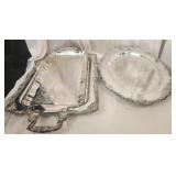 3 large silver plated serving trays