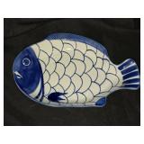 Dansk Blue & White Ceramic Fish Platter