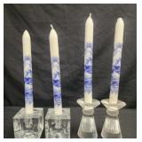 4 unique candle holders with four Holland candles