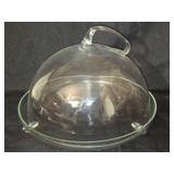Large Footed Blown Glass Cake Plate with Lid