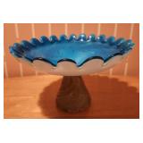 Vintage Murano Glass Swirl Blue Vase