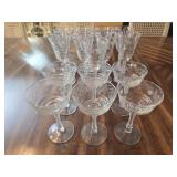 Set of etched stemmed glasses
