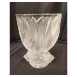Lalique Frosted Crystal three Jaguar Vase