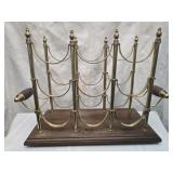 Vintage Brass and wood wine Bottle holder