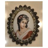 Antique hand painted broche