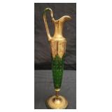green glass gold gilded decorative pitcher