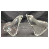 Pair of glass animal seal paperweights