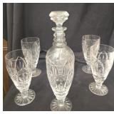 Crystal decanter with 5 glasses