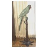 Late 20th Century Lifesize Bronze Parrot on Perch