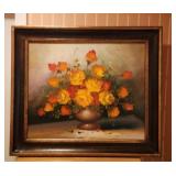 Handpainted Floral Oil on Canvas