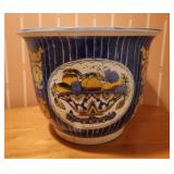 Large Porcelain Flower Pot w Fruit Pattern
