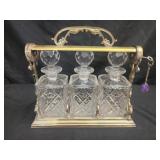 Vintage silver plated three-bottle tantalus