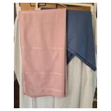 2 Vntg Pink & Blue Round & Rectangle Tablecloths