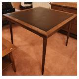 Vintage Wood & Leather Top Folding Table