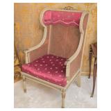 Louis XV Style French Caned Winged Back Chair