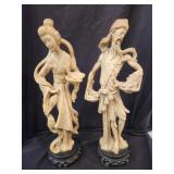 Large Asian Resin Fisherman and Wife