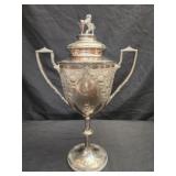 Antique Two handled silver plated cup with lid