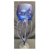 Large blue stretched glass vase