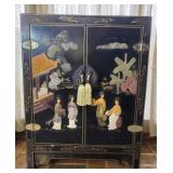 Vintage Chinese Chinoiserie Lacquer Side Cabinet