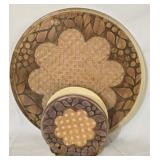 Vintage Retro Wicker Resin Napkin Holder & Platter