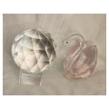 Lot of Decorative Crystal Prism Ball & Pink Swan