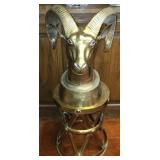 Large Solid Brass Rams Head Statue