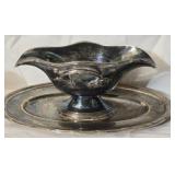 Silver plated Gravy Dish on Platter