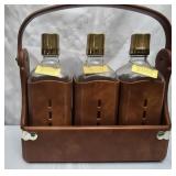 Vintage Scotch & Gin leather carry tray