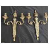 Pair of Brass Wall Hanging candelabras