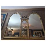 Stunning Large French Gold Gilt Double Mirror