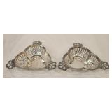 Pair of sterling silver triform bonbon dish