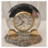 Bulova table clock with marble base