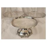 3 small silver plated cake plates