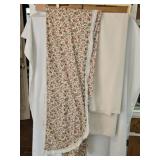 2 Vintage Antique Floral & Beige Tablecloth Linens