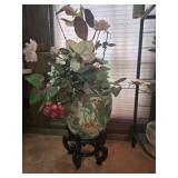 Large Oriental porcelain planter with stand