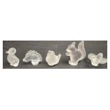 5 Sevres frosted crystal animal decor