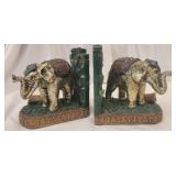Pair of decorative elephant book ends