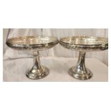 Pair of unmarked silver plate standing platters