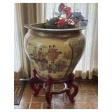 Chinese Famille Rose porcelain fishbowl & stand